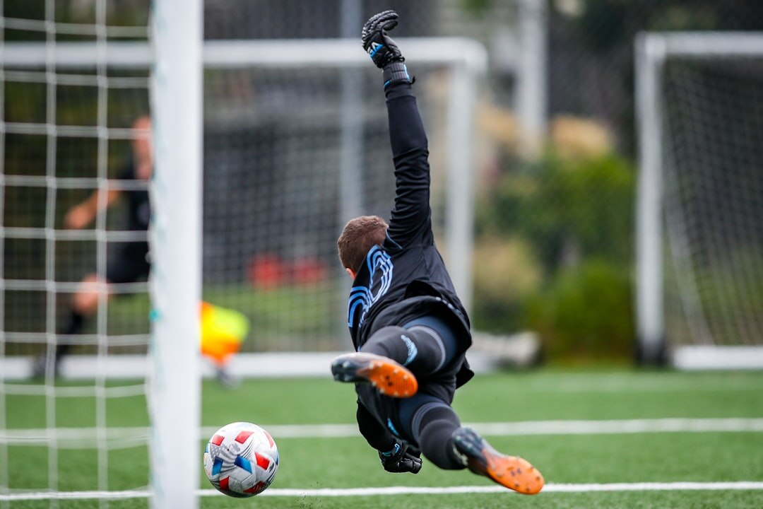 football player scoring goal
